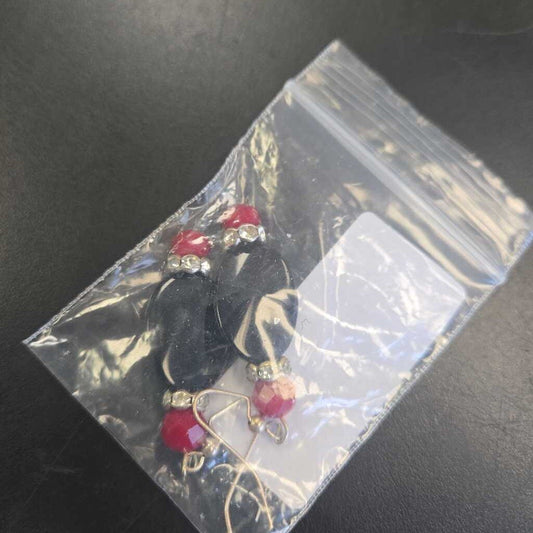 Black & Red Jeweled Earrings