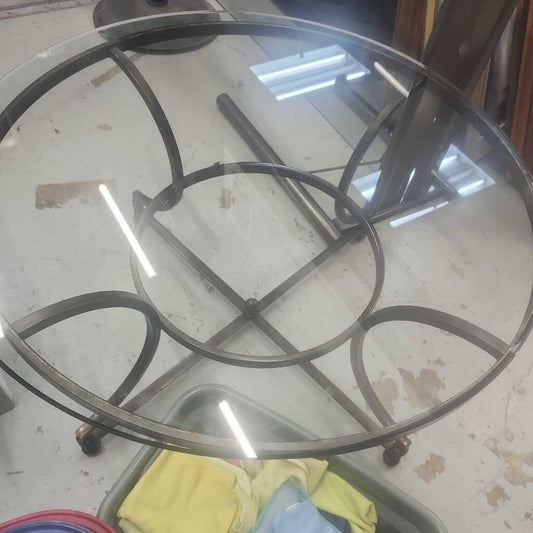 Round Glass Top Coffee Table With Brass Stand