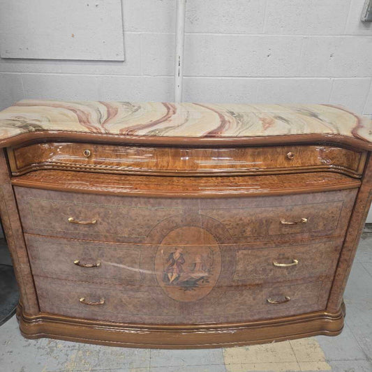 4 Drawer Camelgroup Milady Walnut Dresser With Marble Top