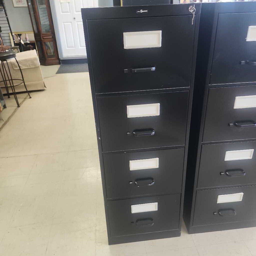 4 Drawer Pro Source Black Filing Cabinet With Key