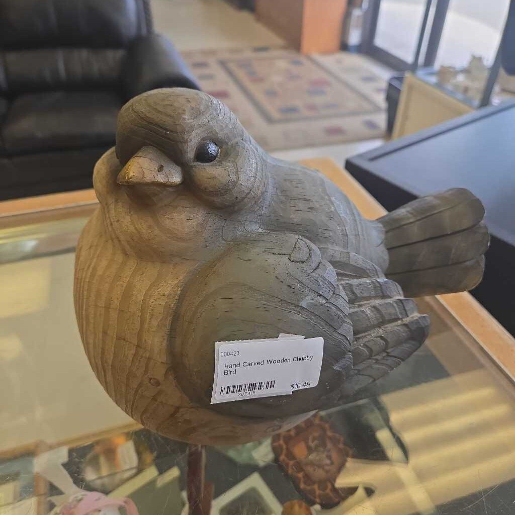 Hand Carved Wooden Chubby Bird