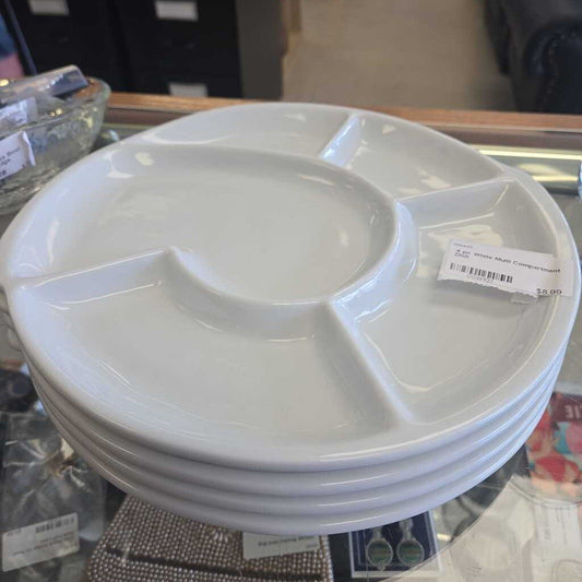 4 pc White Multi Compartment Dish