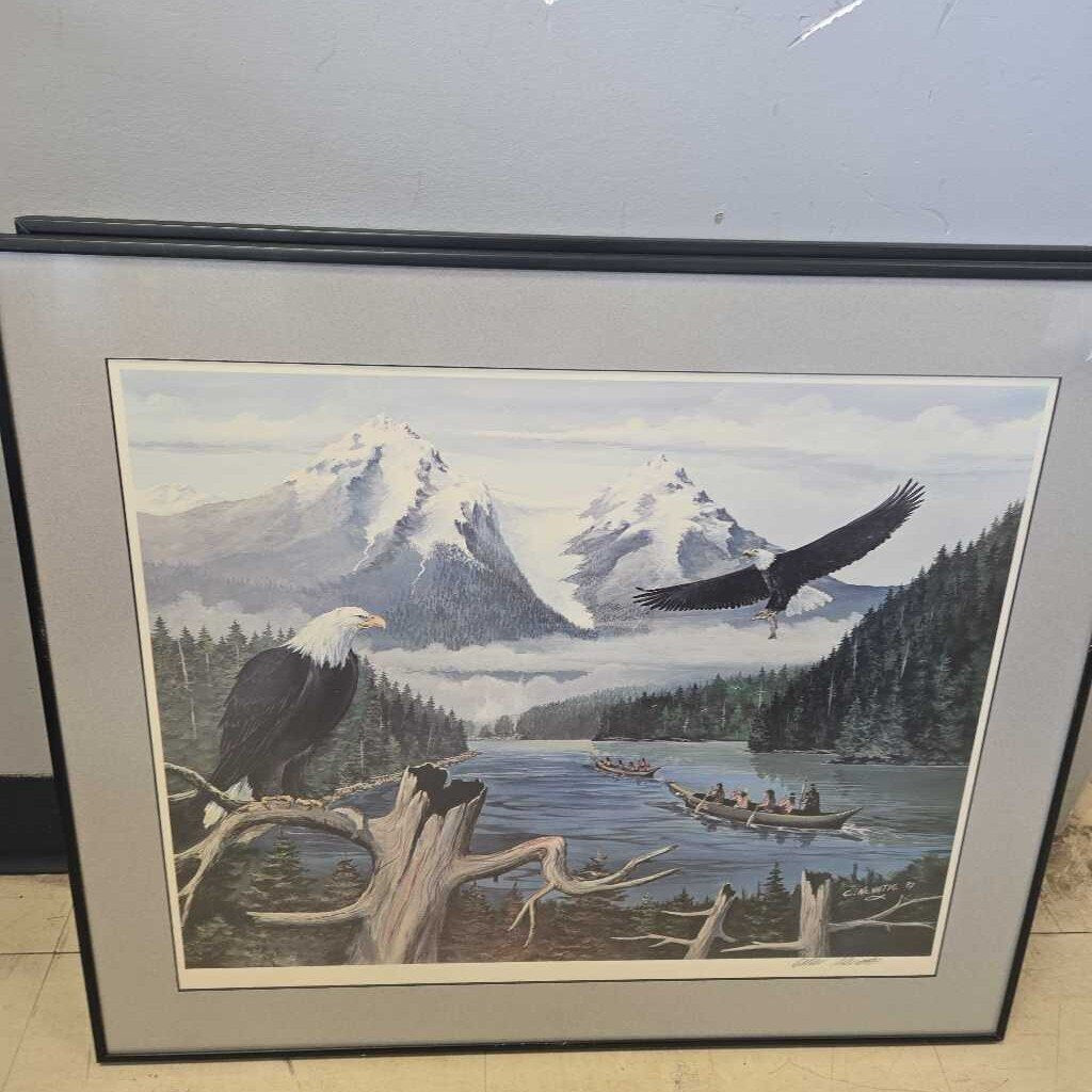Framed Eagle Print By Canadian Artist E. Nevatie