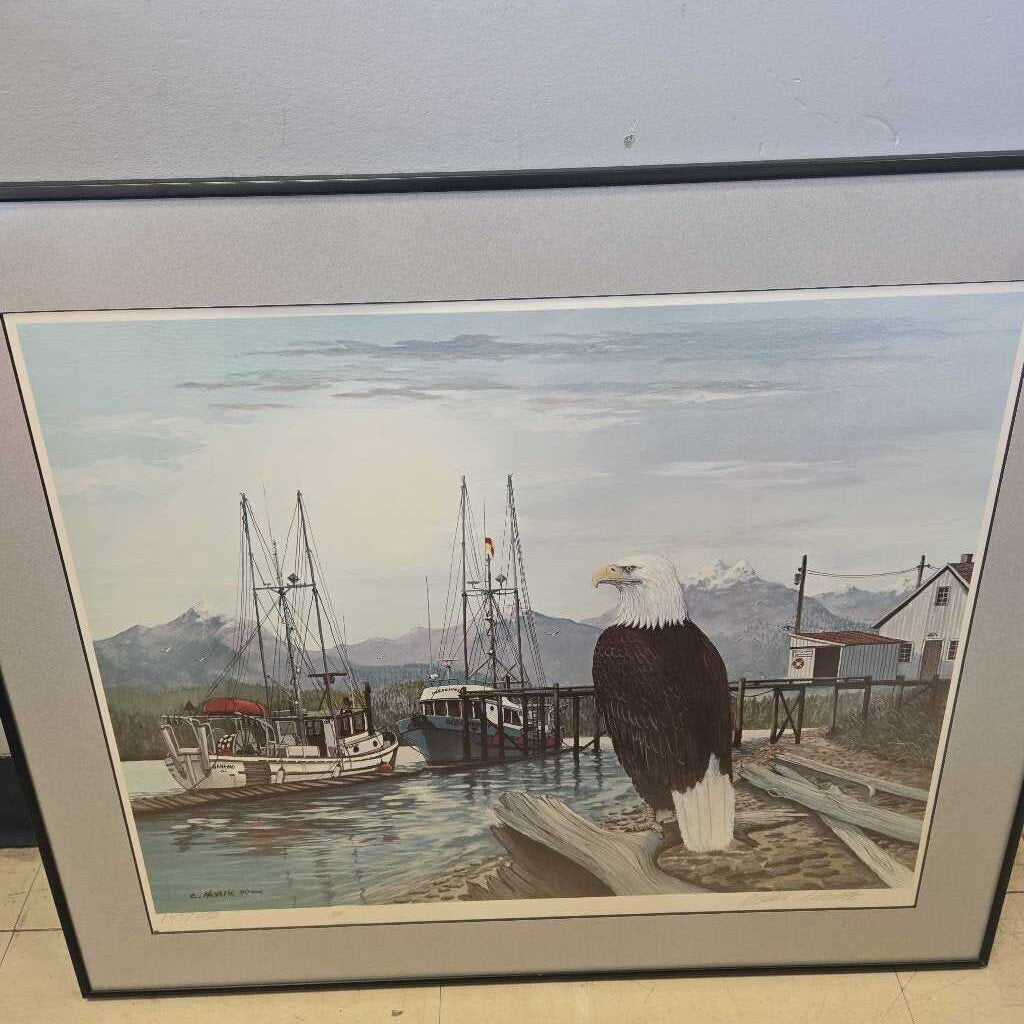 Framed Eagle Print By Canadian Artist E. Nevatie