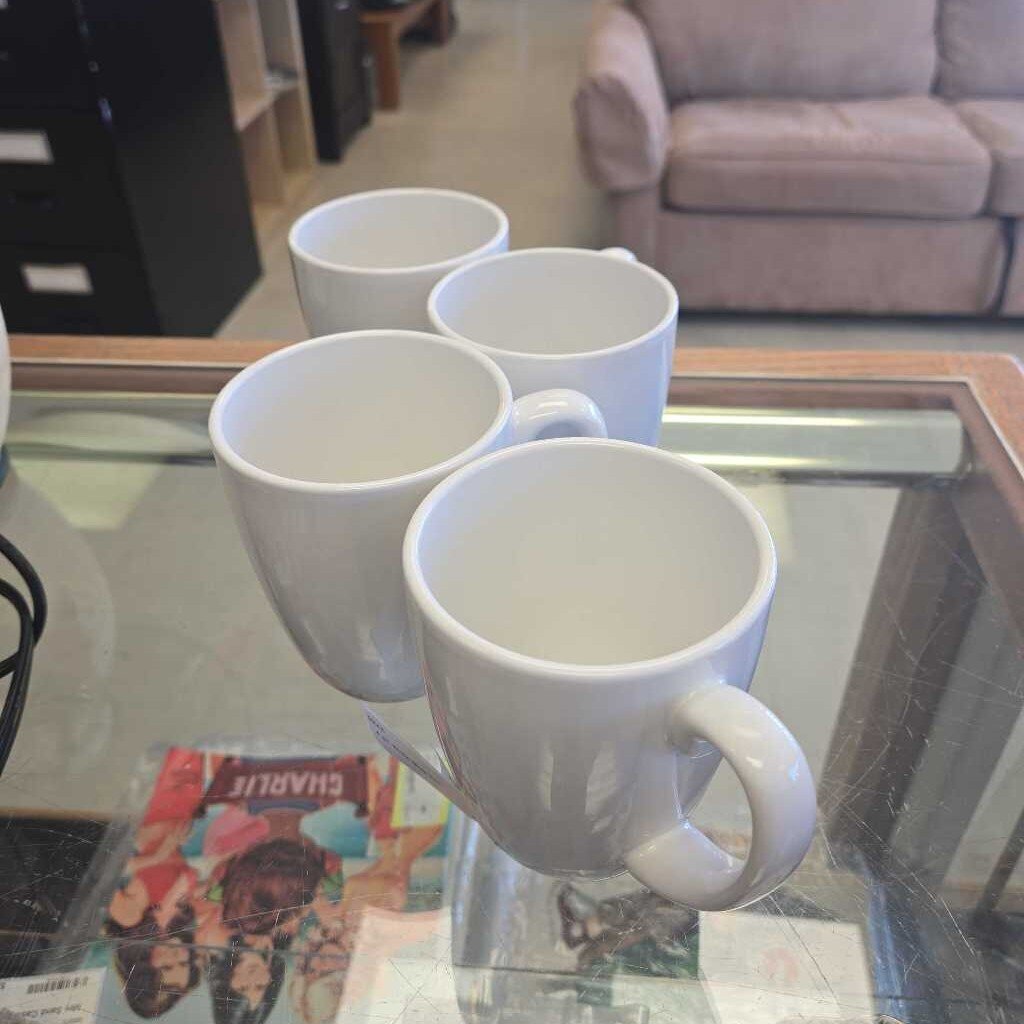 4 pc White Mug Set