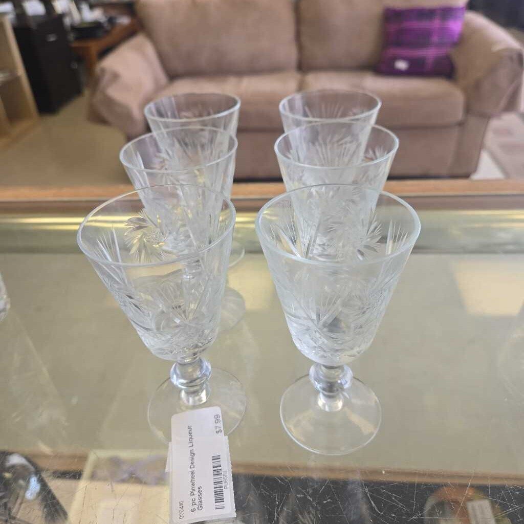 6 pc Pinwheel Design Liqueur Glasses