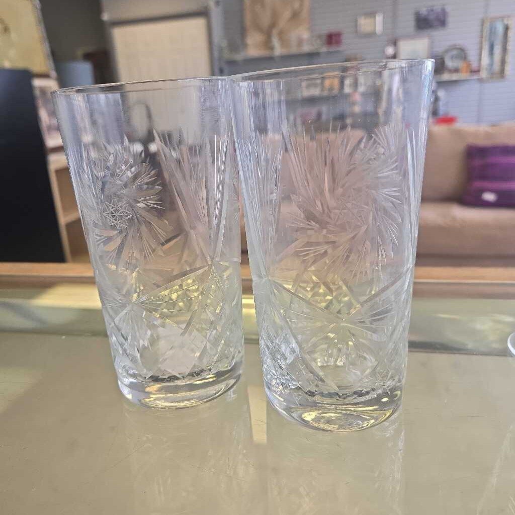 6 pc Pinwheel Design Tall Glasses