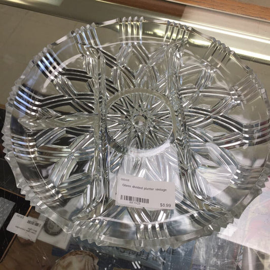 Glass divided platter vintage