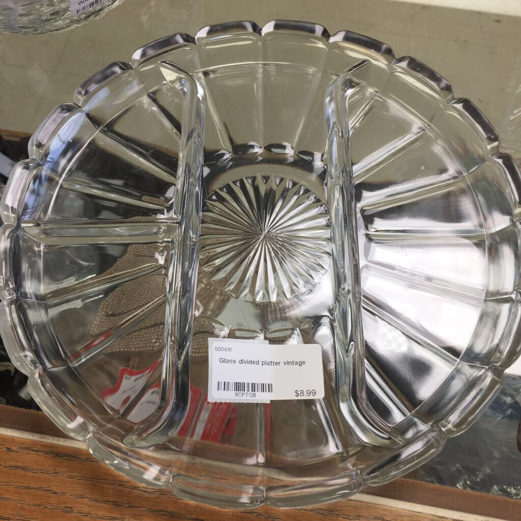 Glass divided platter vintage