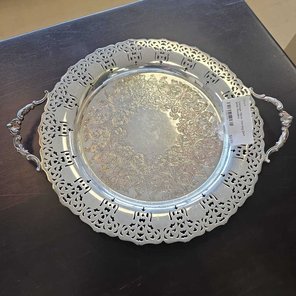 Vintage Silver Serving Dish With Handles