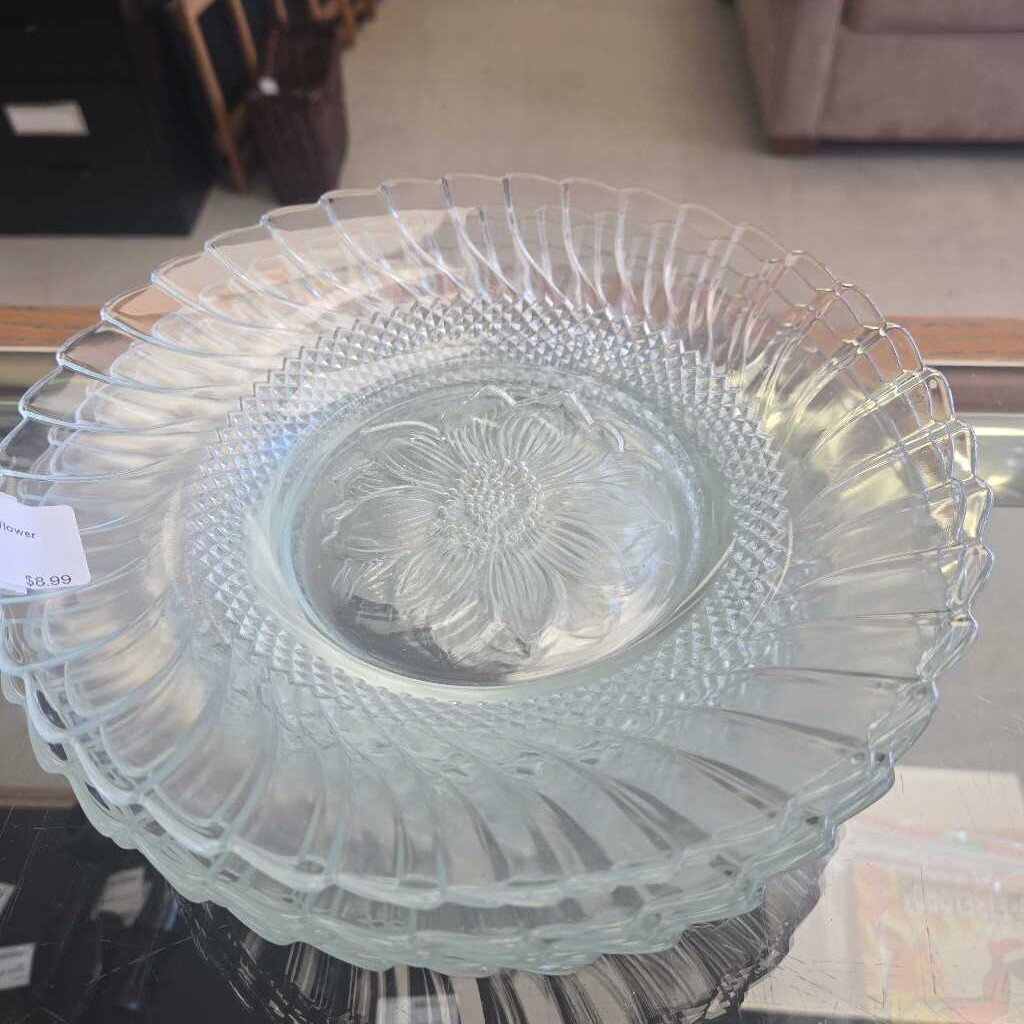 6 pc Clear Glass Sunflower Saucer Bowls