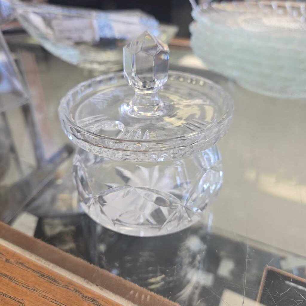 Clear Cut Glass Sugar Dish