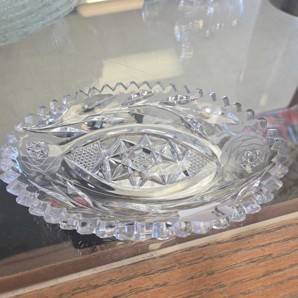 Cut Glass Pinwheel Design Candy Dish