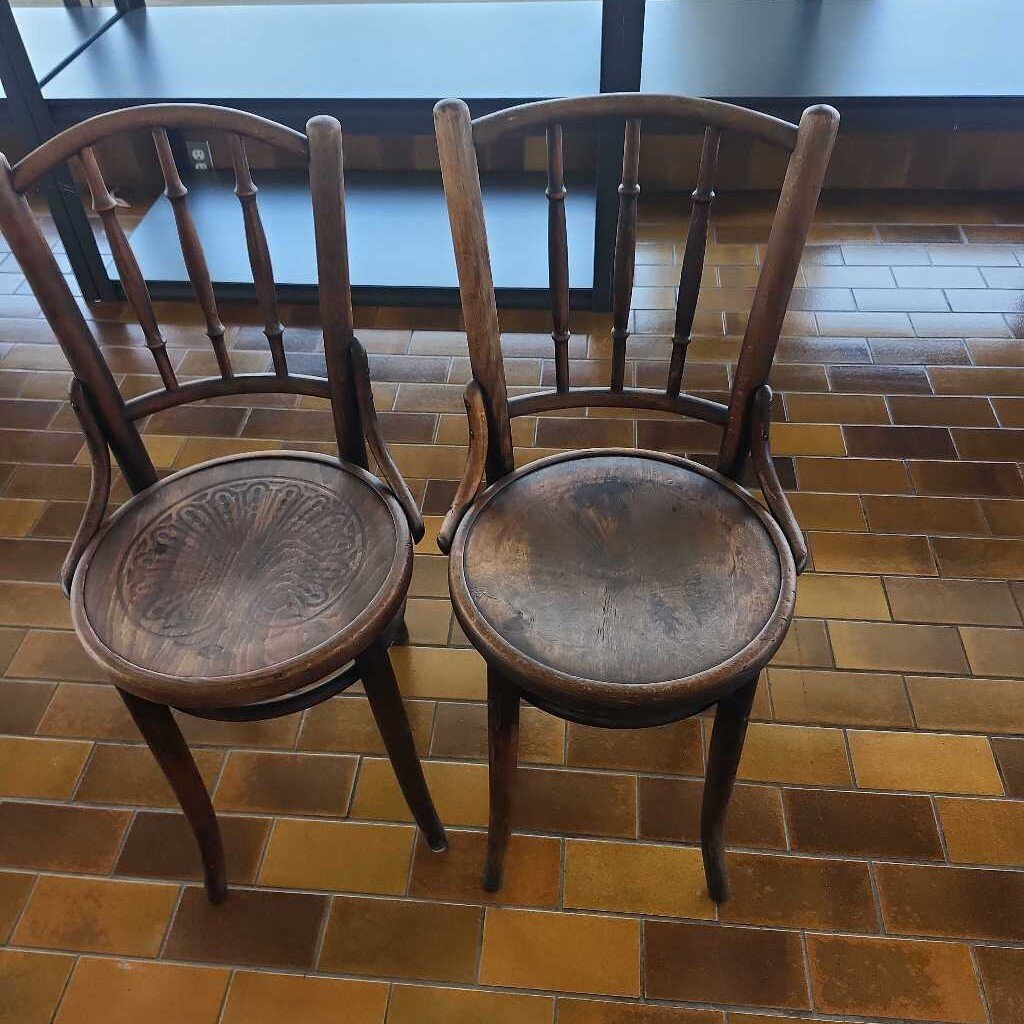 2 Vintage Thonet Style Peacock Design Chairs