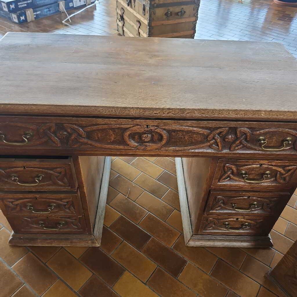 19th Century Carved Oak Desk