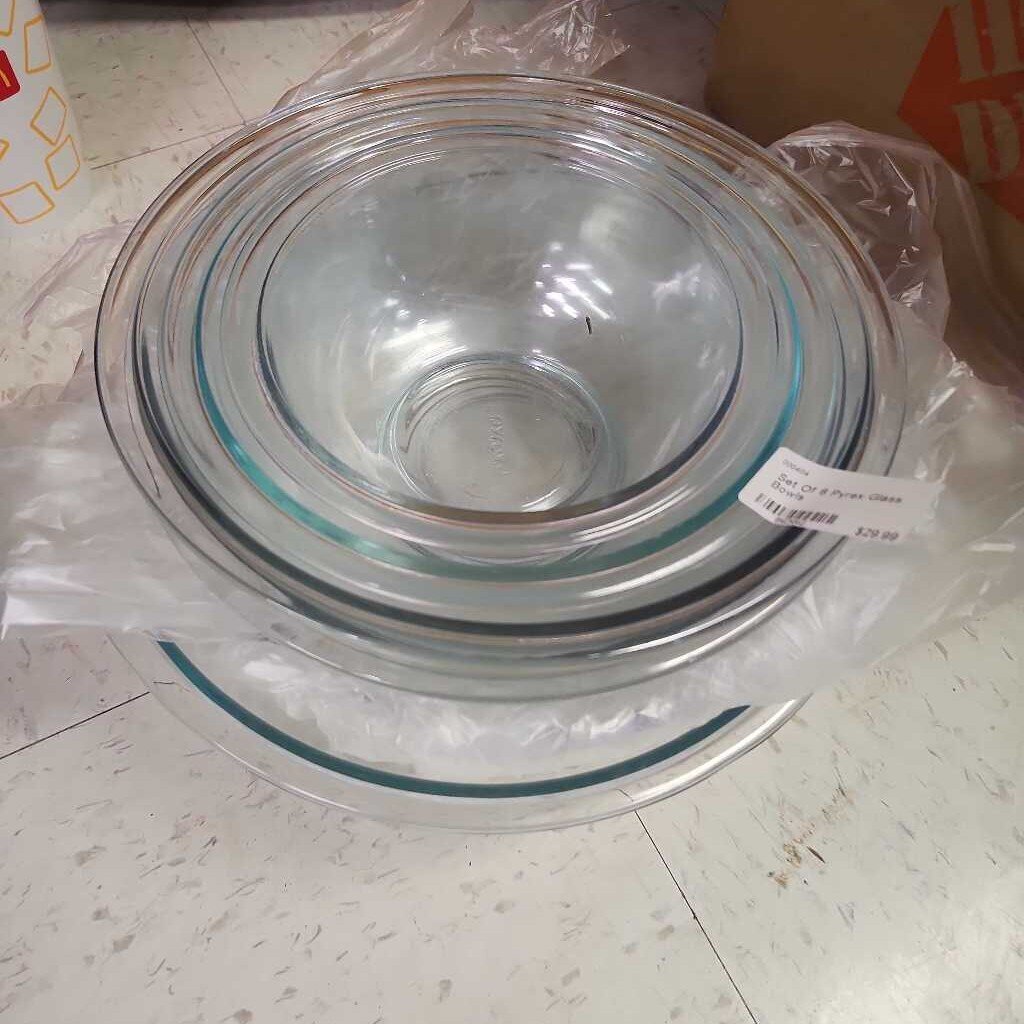 Set Of 6 Pyrex Glass Bowls