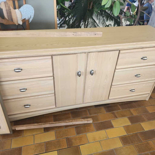 Danish Oak Hutch Dresser with Mirror