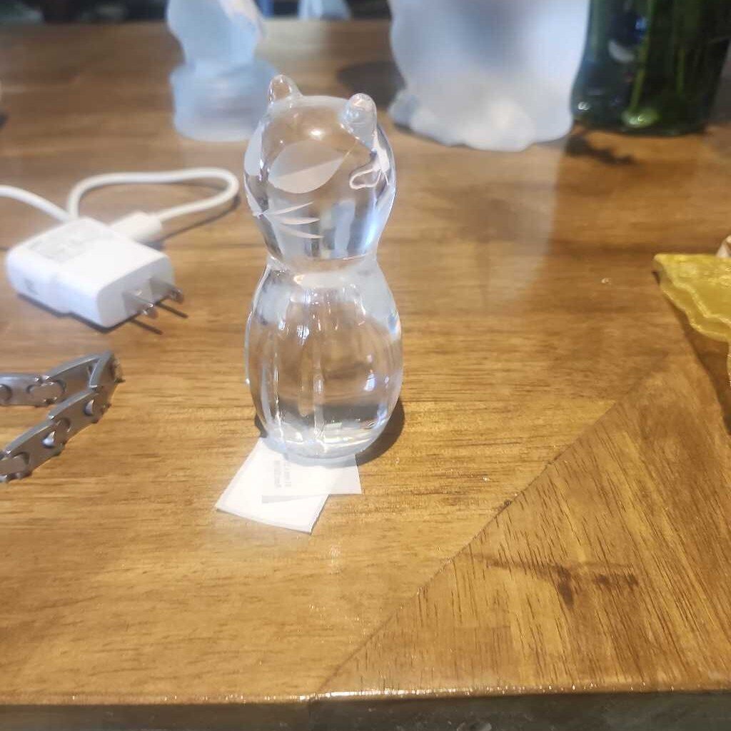 Vintage Crystal Cat Figurine