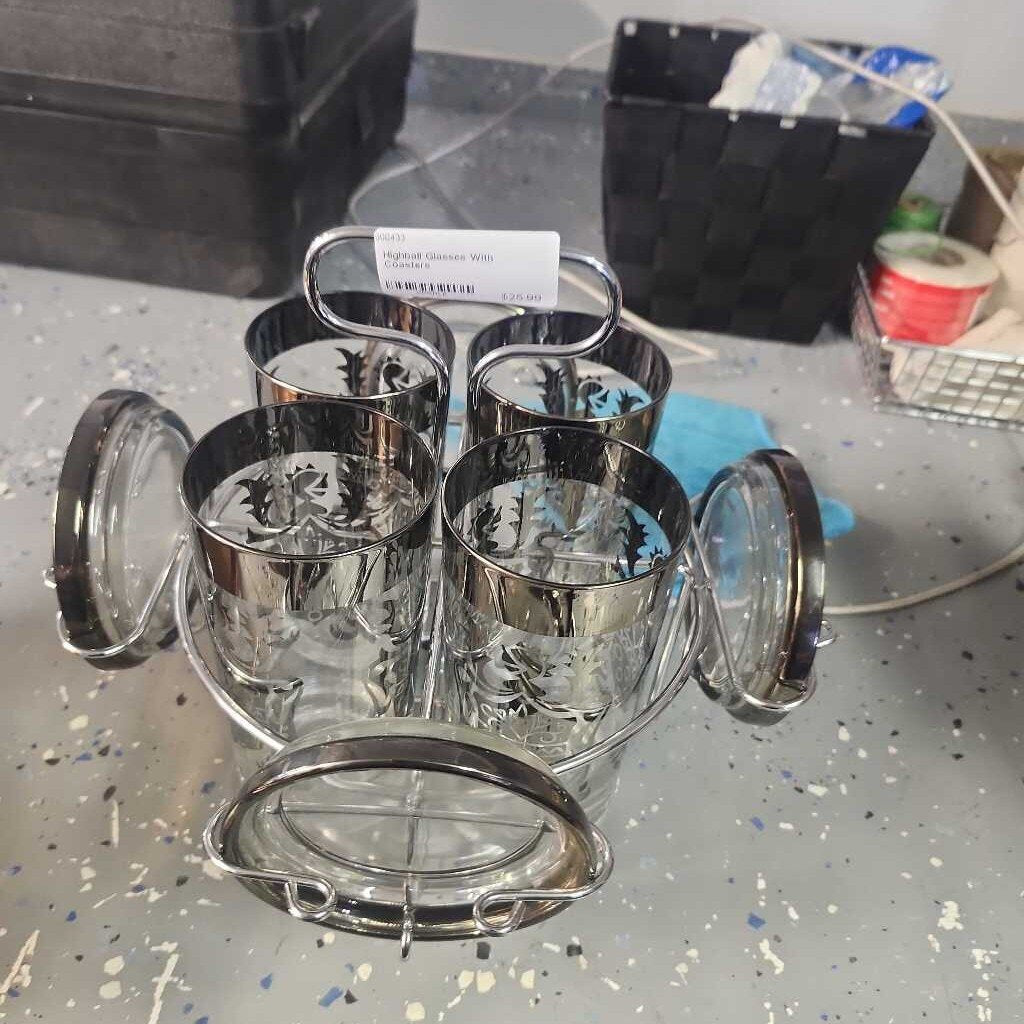 Highball Glasses With Coasters