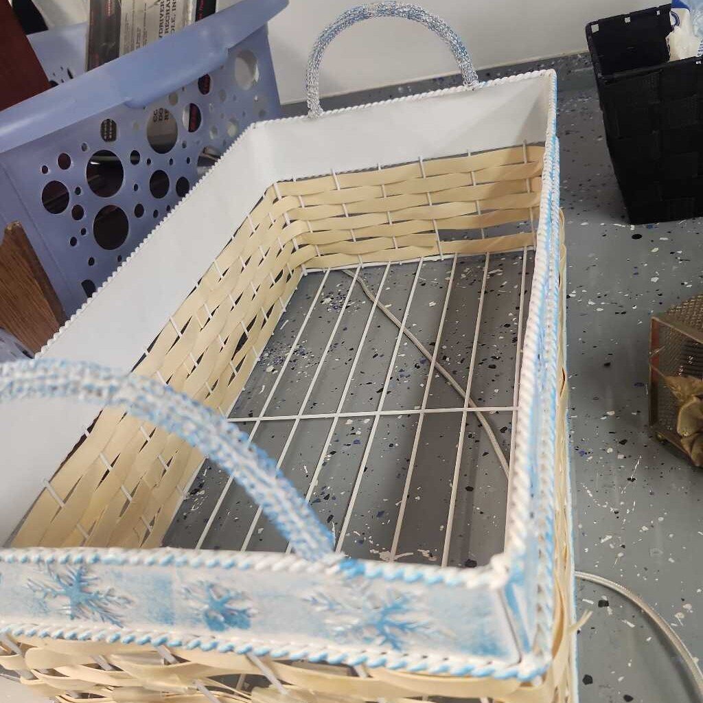 Vintage Woven Basket with Metal Wire