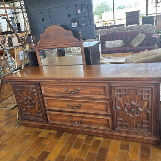 Large Wooden Dresser w/Mirror