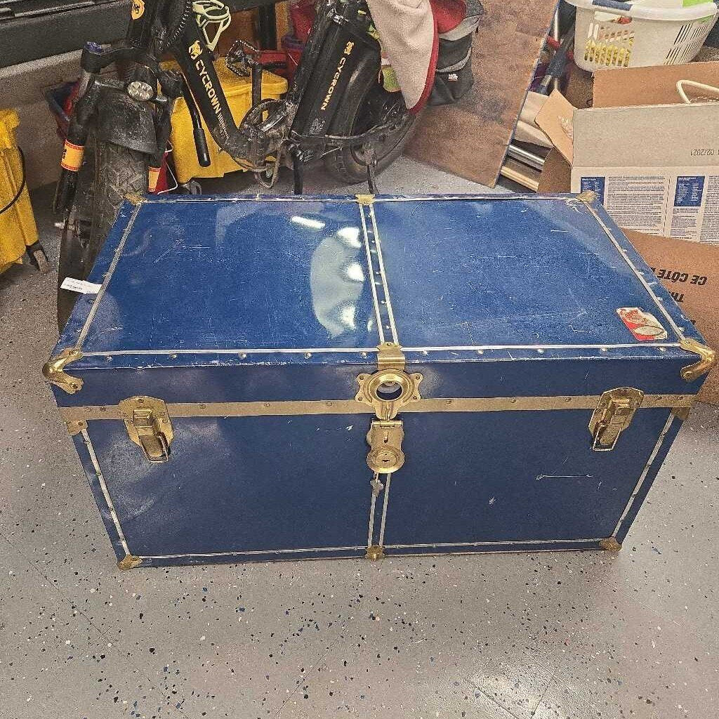 Vintage Blue Metal Trunk