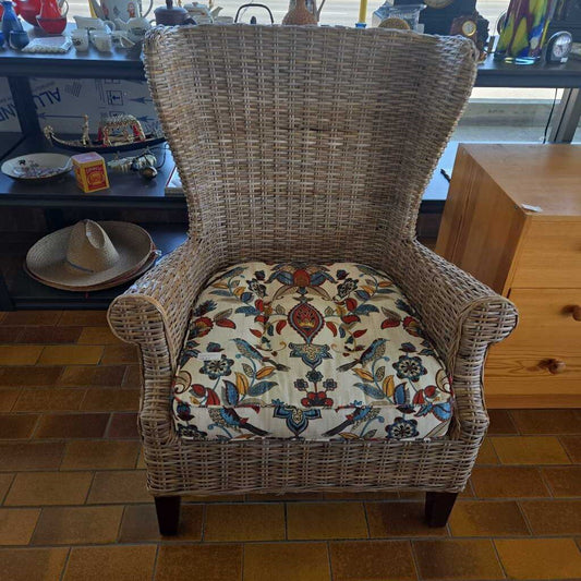 Hand Woven Wicker Wingback Chair