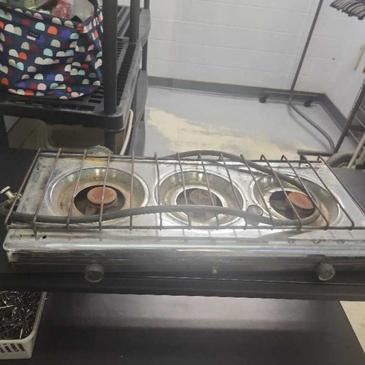 Portable Three Burner Stove-Not Tested and missing Burner Knob