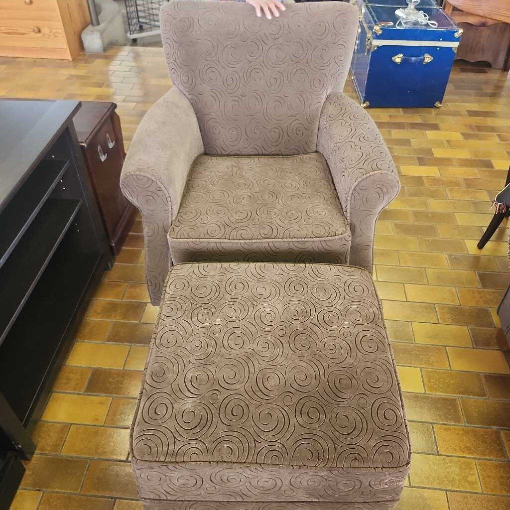 patterned Chair and ottoman