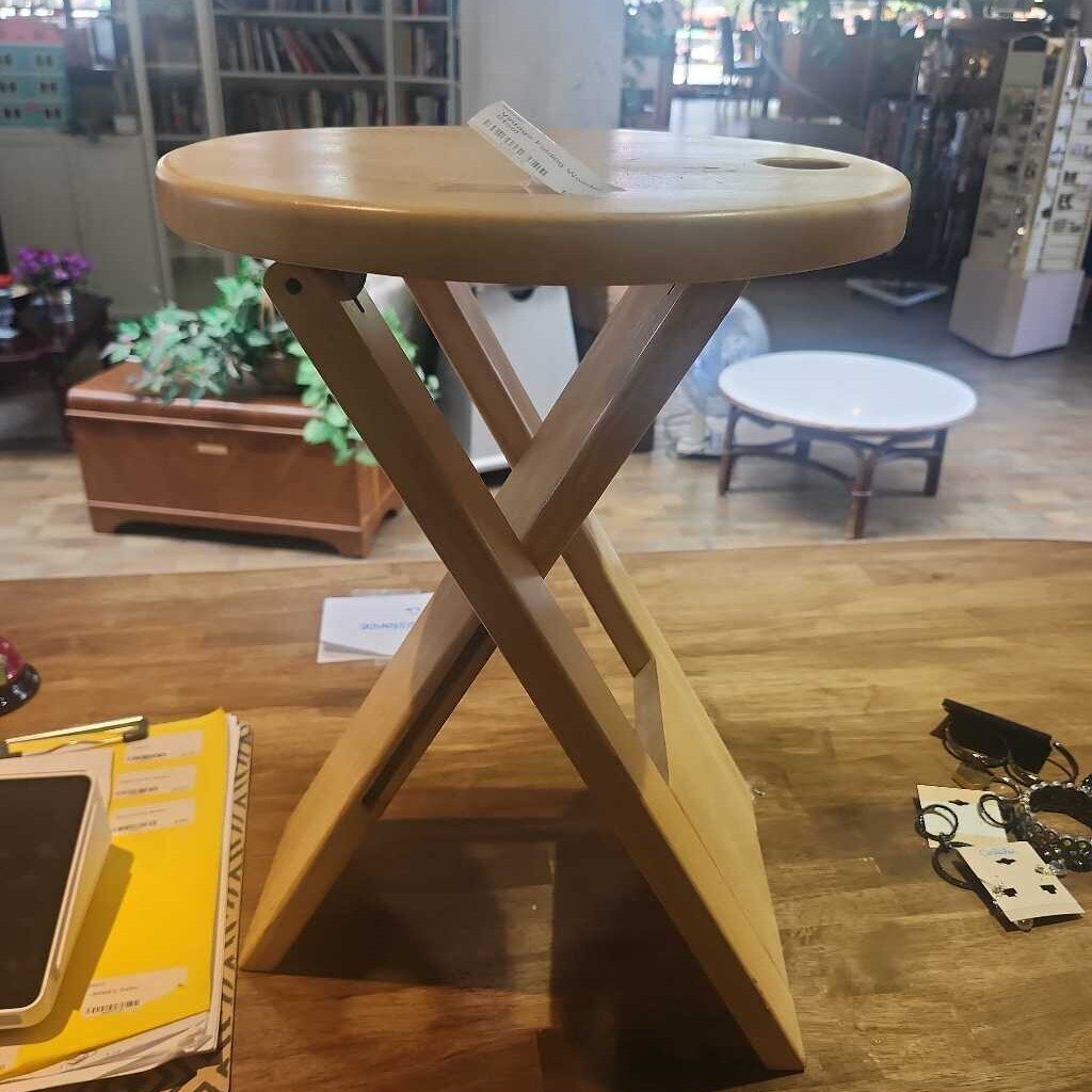 Vintage Folding Wooden Stool