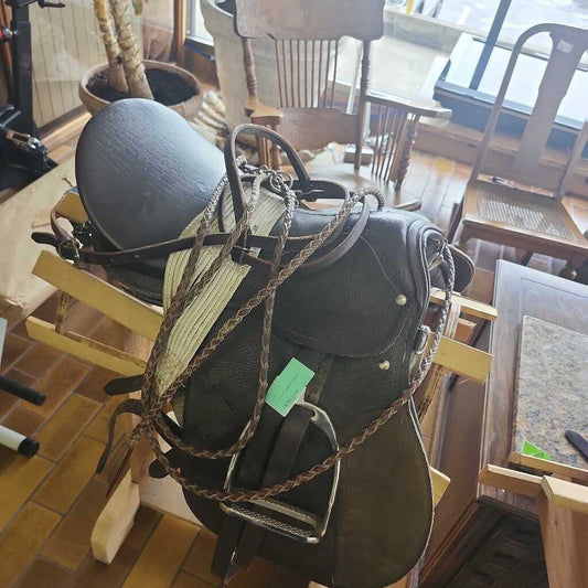 Leather Saddle w/Reins