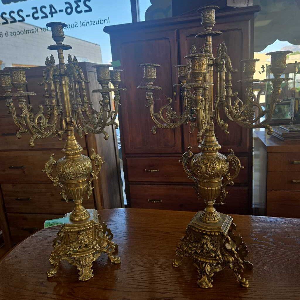 Pair Of Brass Candelabra