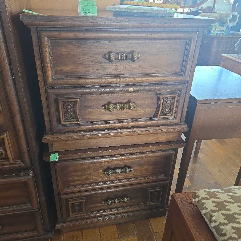 Vintage Mediterranean Style Wooden 2 Drawer Side Dresser