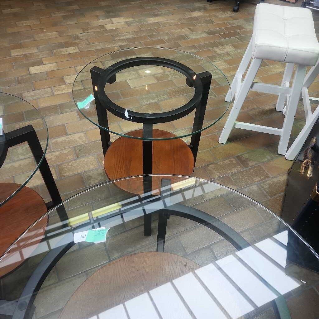 Small Round Modern Glass/Metal Side Table