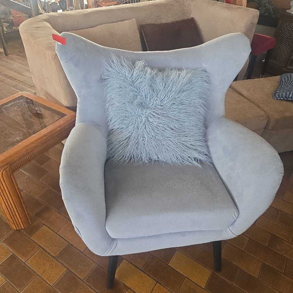 Light Blue Tufted Wingback Accent Chair