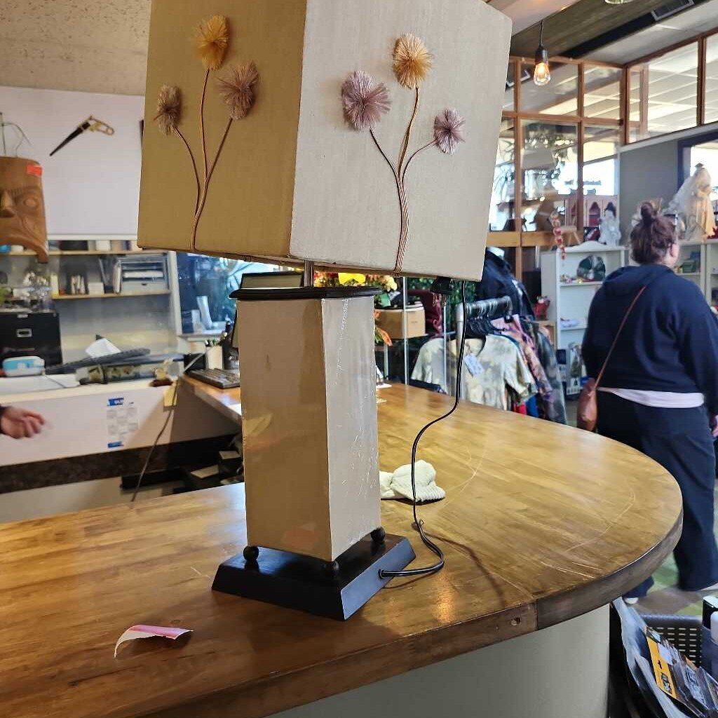 Small Beige Floral Lamp