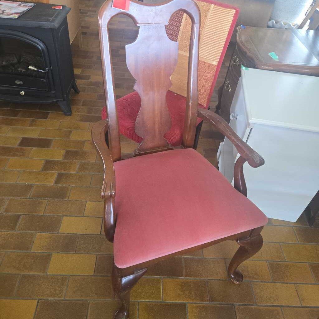 Vintage Wooden Armchair With Curved Back