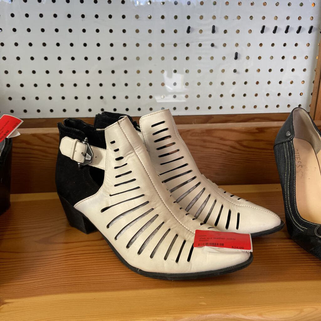 Cut out leather ankle boots