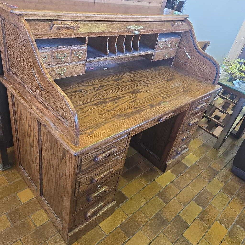 Vintage Roll-Top Secretary Desk