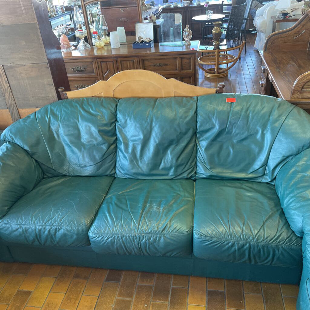 Green leather Couch