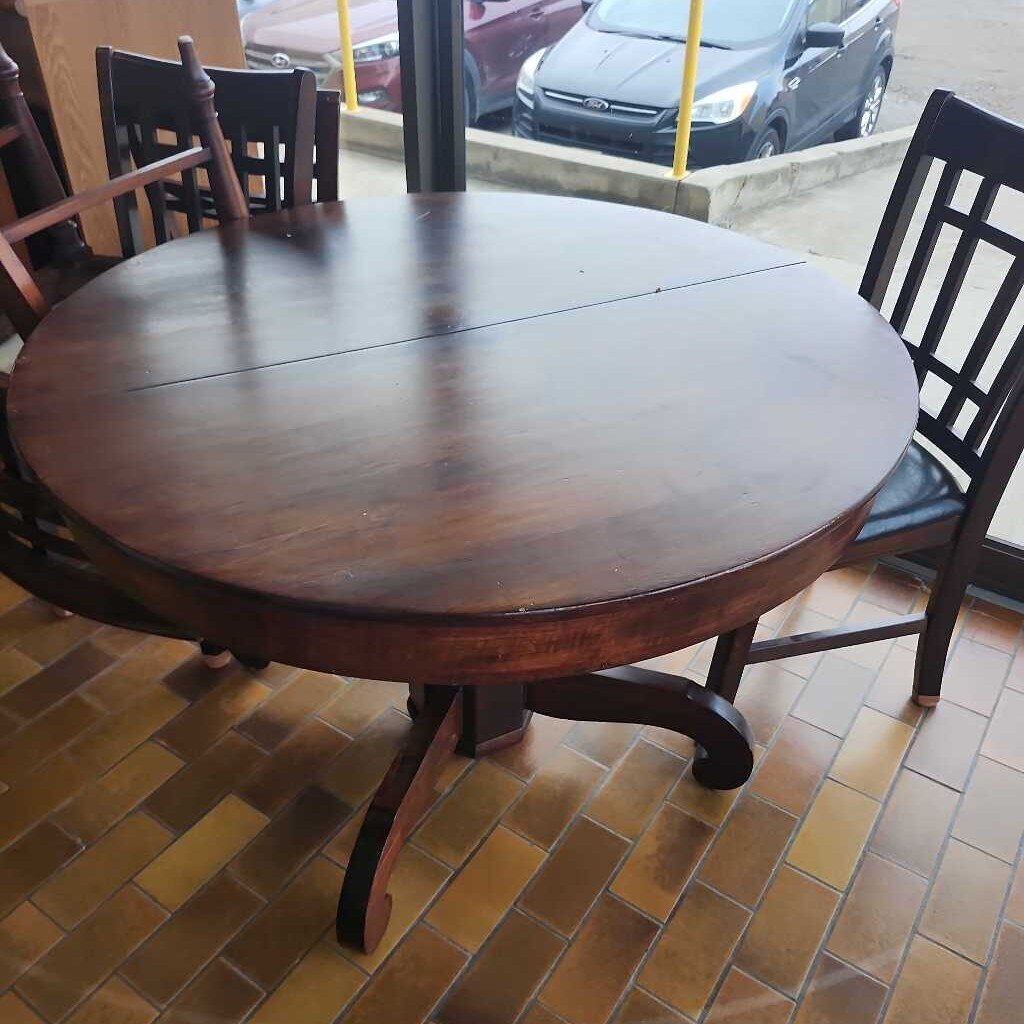 Dark Round Dining Table With Chairs