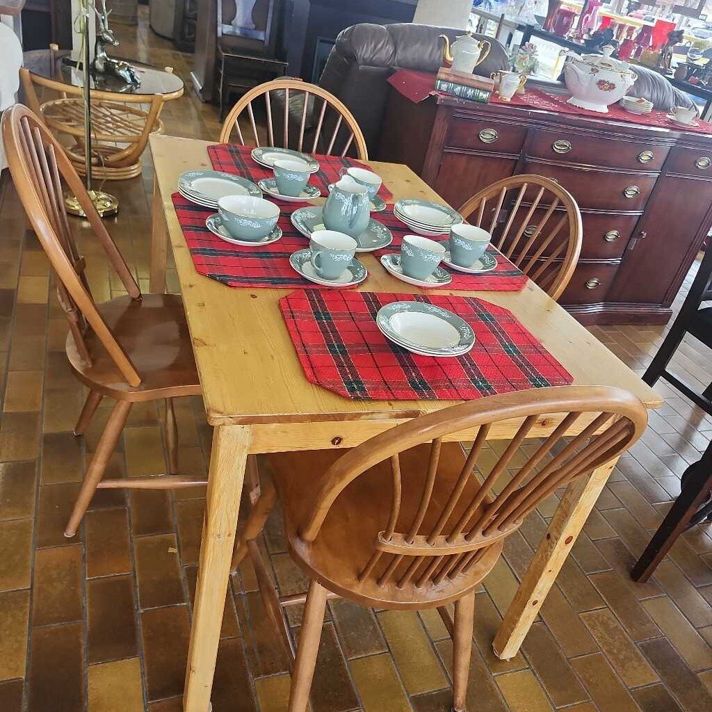 Wooden Dining Table With 4 Chairs