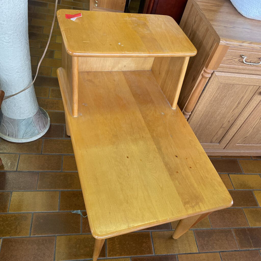 Vintage Wooden Side Table WIth Cubby