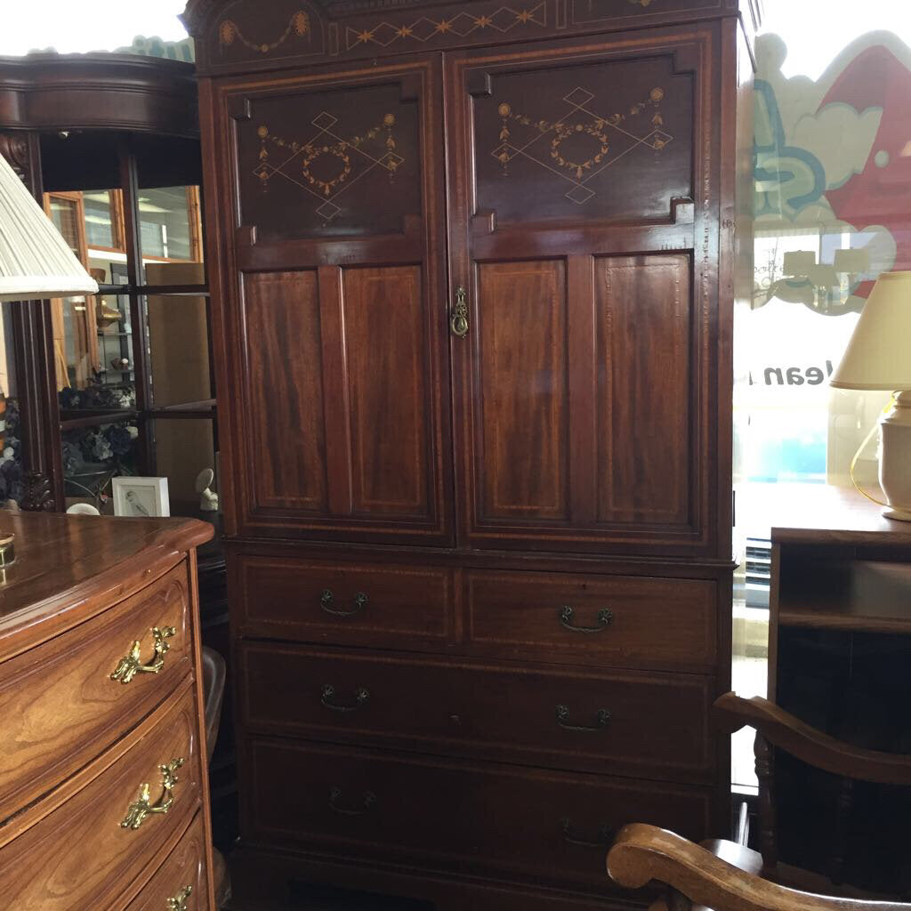 antique armoire with slide drawers